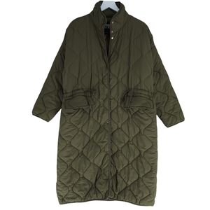 Zara Olive Green Quilted Puffer Coat